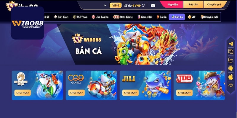 Danh sách 4 sảnh game đáng chơi tại Wibo88