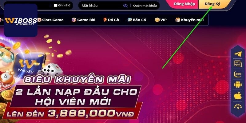 Truy cập trang web lấy mẫu tạo tài khoản